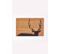 HOMESCAPES Stag Silhouette Coir Door Mat 60 x 40 cm with Rubber Non-Slip Back Indoor and Outdoor Doormat