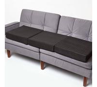 Homescapes Black Suede Orthopaedic Foam 3 Seater Booster Cushion