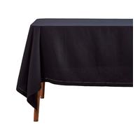 HOMESCAPES Black Table Cloth, Plain Cotton Tablecloth, Large Rectangular, Handcrafted & Durable Dining Table Cover with Hem Stitch, Hypoallergenic, Washable, 137 x 228cm