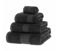 HOMESCAPES Black Turkish Cotton 4 Piece Towel Set Soft & Absorbent 500 GSM Heavyweight Face Cloth, Hand Towel, Bath Towel & Bath Sheet Towel Bale
