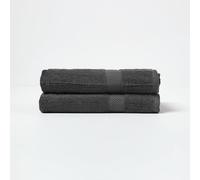 HOMESCAPES Black Turkish Cotton Set of 2 Bath Towels Super Soft Thick & Absorbent 500 GSM Towel Heavy Weight for everyday Luxury