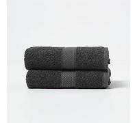HOMESCAPES Black Turkish Cotton Set of 2 Hand Towels Super Soft Thick & Absorbent 500 GSM Towel Heavy Weight for everyday Luxury
