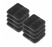 HOMESCAPES Black Turkish Cotton Set of 6 Face Cloths Flannel Super Soft Thick & Absorbent 500 GSM Towel Heavy Weight for everyday Luxury