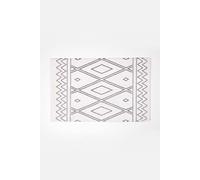 HOMESCAPES Black and White Cotton Bath Mat with On-Trend Boho Design Super Absorbent Tufted Bathmat, 50 x 80 cm