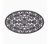 Black Wrought Iron Effect Parisian Oval Rubber Doormat Homescapes Black 44cm x 70cm