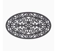 Black Wrought Iron Effect Parisian Oval Rubber Doormat Homescapes Black 44cm x 70cm