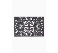 Black Wrought Iron Effect Parisian Rubber Doormat 60 x 40 cm Homescapes Black 40cm x 60cm