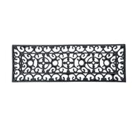 HOMESCAPES Black Wrought Iron Effect Rubber Doormat, 75 x 25 cm
