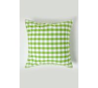 Block Check Cotton Gingham Cushion Cover - Green / 50cm