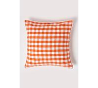 HOMESCAPES Orange and White Gingham Cushion Cover 30 x 50 cm (12” x 20”) Block Check Pattern 100% Cotton Decorative Rectangular Cushion