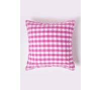 Homescapes Block Check Cotton Gingham Cushion Cover In Pink Pink 45cm x 45cm