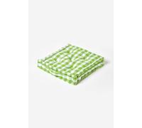Homescapes Green Block Check Cotton Gingham Floor Cushion, 40 X 40 Cm