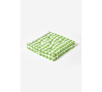 Homescapes Green Block Check Cotton Gingham Floor Cushion, 50 X 50 Cm