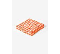 HOMESCAPES Orange and White Gingham Floor Cushion Block Check Pattern 100% Cotton Cushion Pad 40 x 40 x 8cm Square Outdoor Garden Cushion or Indoor Dining Chair Booster Seat