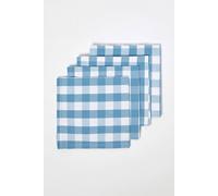 Block Check Cotton Gingham Napkins, Set of 4 Homescapes Blue One Size