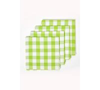 HOMESCAPES Set of 4 Green Gingham Napkins Block Check Pattern 100% Cotton Napkins 45 x 45 cm (18” x 18”) with Green and White Checkered Design