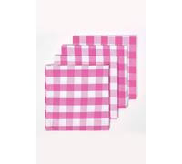 HOMESCAPES Set of 4 Pink Gingham Napkins Block Check Pattern 100% Cotton Napkins 45 x 45 cm (18” x 18”) with Pink and White Checkered Design