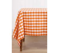 Block Check Cotton Gingham Tablecloth - Orange / 178cm