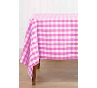 HOMESCAPES Pink Gingham Table Cloth Block Check Pattern 100% Cotton Rectangular 137 x 178 cm (54” x 70”) Kitchen and Dining Room Table Cloth for 4-6 Seater Table