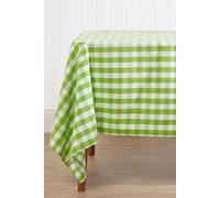 Homescapes Block Check Cotton Gingham Tablecloth, 137Cm X 228Cm In Green Green