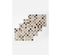 Block Check Grey Leather Placemats Set of 4