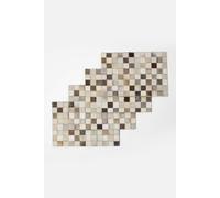 Homescapes Block Check Grey Leather Placemats Set of 4 Homescapes Multicolor