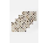 Homescapes Block Check Grey Leather Placemats Set Of 4 Multi