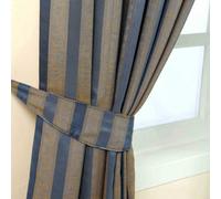 Homescapes Stripe Jacquard Curtain Tie Back Pair in Blue Homescapes Blue