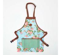 Homescapes Blue And Pink Gardening Apron With Floral Rose Design