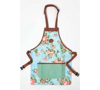 Homescapes Blue And Pink Gardening Apron With Floral Rose Design