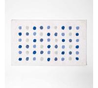 Homescapes Blue And White 100% Cotton Bath Mat Tufted Polka Dot Design, 50 X 80 Cm