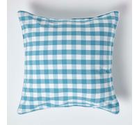 (60 x 60 cm, Blue) Block Check Cotton Gingham Cushion Cover