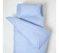 HOMESCAPES Blue Cot Bed Duvet Cover Set 120 x 150cm 100% Egyptian Cotton Percale Toddler Duvet Cover with Pillowcase Hypoallergenic Easy Care Children’s Bedding 200 TC 400 Thread Count Equivalent