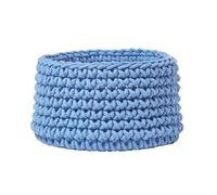 Homescapes Blue Cotton Knitted Round Storage Basket, 37 X 21Cm