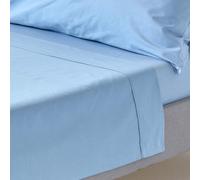 HOMESCAPES Light Blue Pure Egyptian Cotton Flat Sheet King 200 TC 400 Thread Count Equivalent Bed Sheet