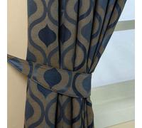 Homescapes Blue Modern Wave Jacquard Curtain Tie Back Pair