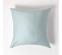 HOMESCAPES Blue Organic Cotton Euro Size Pillowcase 80 x 80 cm 400TC 600 Thread Count Equivalent Pillow Case with Zip Pack of 2