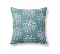 Homescapes Blue Palm Leaves Cushion, 45 X 45 Cm