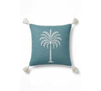 Homescapes Blue Palm Tree Cushion, 45 x 45cm | Size: 45 cm x 45 cm Homescapes Blue 45 cm x 45 cm