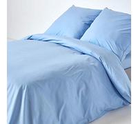 HOMESCAPES Blue Pure Egyptian Cotton Duvet Cover Set Euro Size 150 x 200 cm 200 TC 400 Thread Count Equivalent Pillowcase Included Quilt Cover Bedding Set