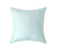 HOMESCAPES Blue Pure Egyptian Cotton Euro Size Pillowcase 60 x 60 cm 330 TC 500 Thread Count Percale Equivalent Satin Stripe Pillow Case with Zip Pack of 2