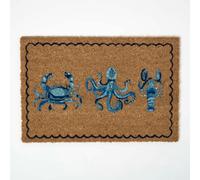 Homescapes Blue Sea Animal Non-Slip Coir Doormat