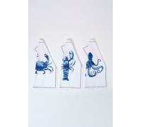 HOMESCAPES Premium Tea Towels for Kitchen, Blue Sea Life, Set of 3 Cotton Tea Towels, 45 x 65cm, Super Soft & Absorbent, Washable, Durable for Everyday Use