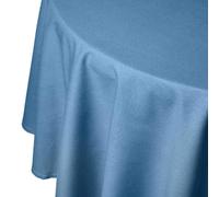 HOMESCAPES Blue Table Cloth, Plain Cotton Round Tablecloth, Handcrafted & Durable Dining Table Cover with Hem Stitch, Hypoallergenic, Washable, Air Force Blue - 178cm