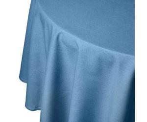HOMESCAPES Blue Table Cloth, Plain Cotton Round Tablecloth, Handcrafted & Durable Dining Table Cover with Hem Stitch, Hypoallergenic, Washable, Air Force Blue - 178cm
