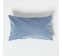HOMESCAPES Blue Velvet Cushion 30 x 50 cm Super Soft Velvet Scatter Bolster Cushion with Super Microfibre Cushion Pad Insert Included Rectangular Accent Throw Pillow for Sofa or Bed