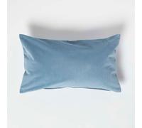 HOMESCAPES Blue Velvet Cushion 30 x 50 cm Super Soft Velvet Scatter Bolster Cushion with Super Microfibre Cushion Pad Insert Included Rectangular Accent Throw Pillow for Sofa or Bed