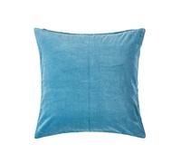 HOMESCAPES Blue Velvet Cushion Cover Super Soft Cotton Velvet Luxury Square Scatter Cushion Accent Throw Pillow for Sofa and Bed Decoration with Hidden Zipper, 40 x 40cm