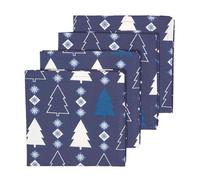 Homescapes Blue Winterland Christmas Napkins Set Of 4, Fabric Table Napkins, 45 X 45Cm, Washable & Reusable
