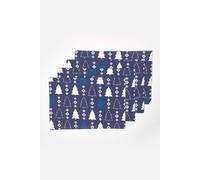 Homescapes Blue Winterland Christmas Placemats, Set Of 4 Blue